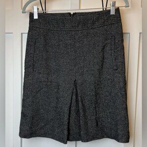 LOFT Ann Taylor Skirt Womens Size 0 Gray Black Herringbone Wool Blend Lined Work
